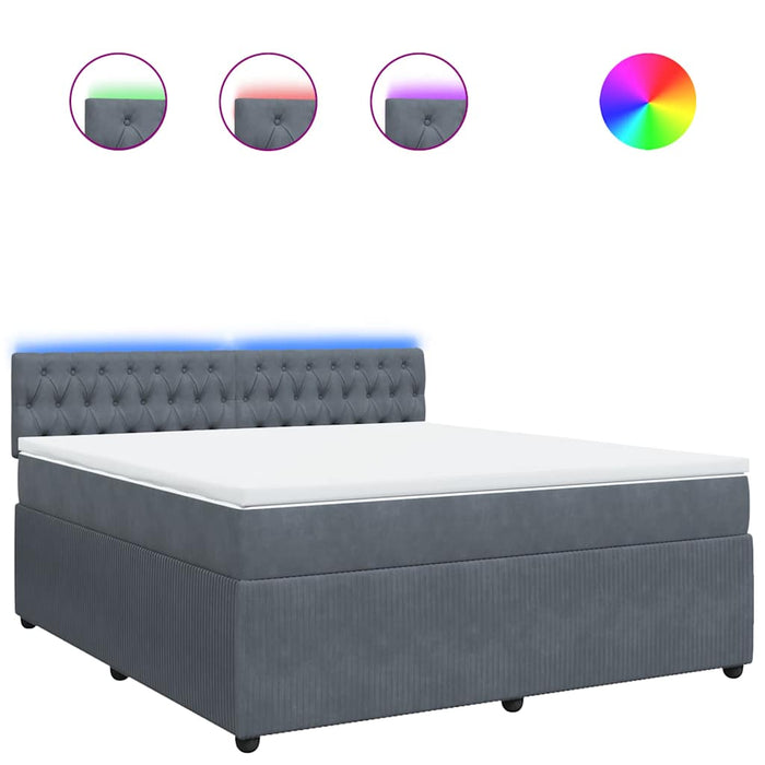 Pat box spring cu saltea, gri închis, 180x200 cm, catifea - WALTI WALTI