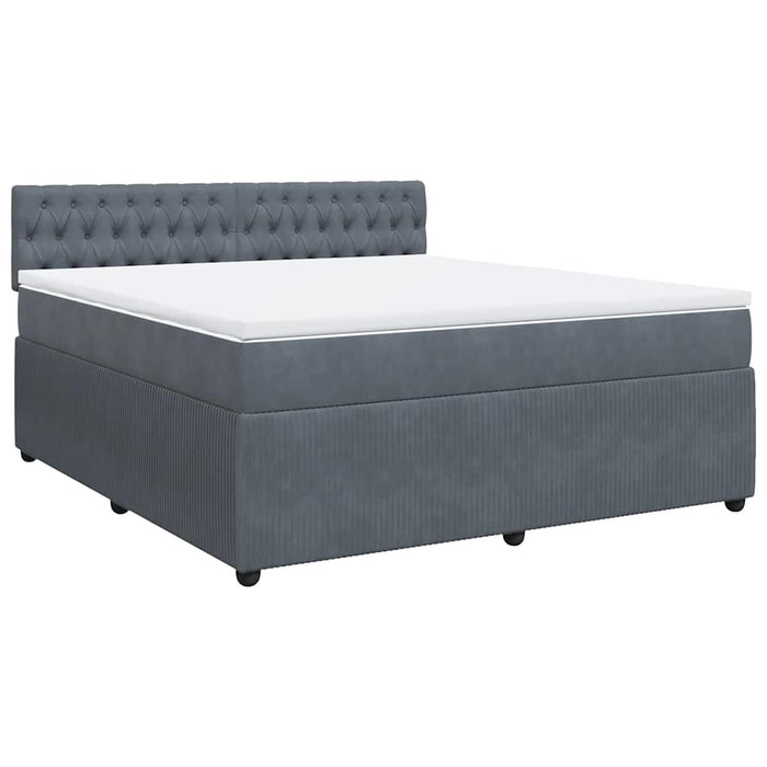 Pat box spring cu saltea, gri închis, 180x200 cm, catifea - WALTI WALTI