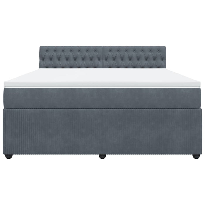 Pat box spring cu saltea, gri închis, 180x200 cm, catifea - WALTI WALTI
