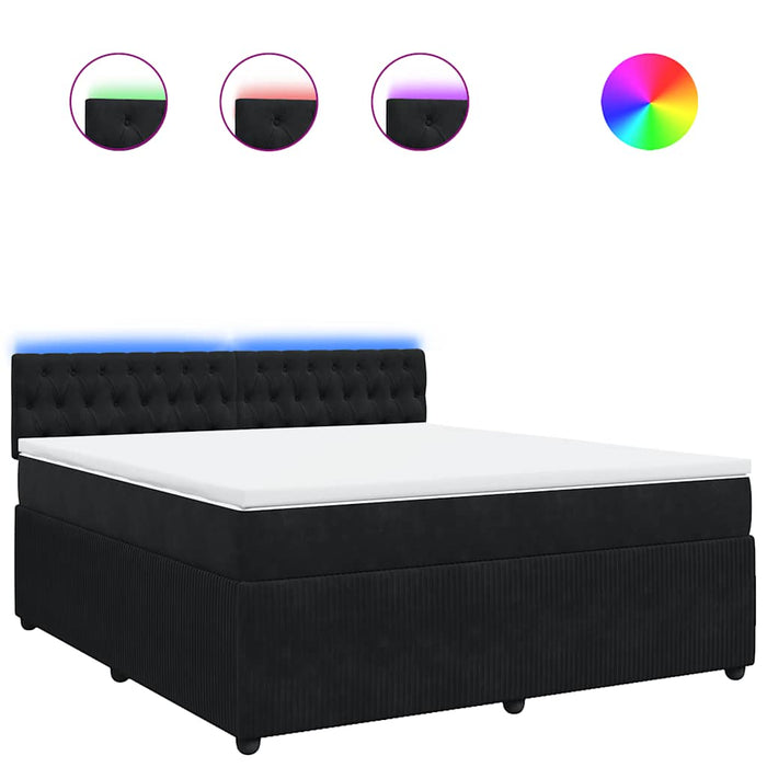 Pat box spring cu saltea, negru, 180x200 cm, catifea - WALTI WALTI