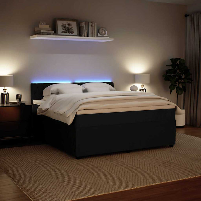 Pat box spring cu saltea, negru, 180x200 cm, catifea - WALTI WALTI
