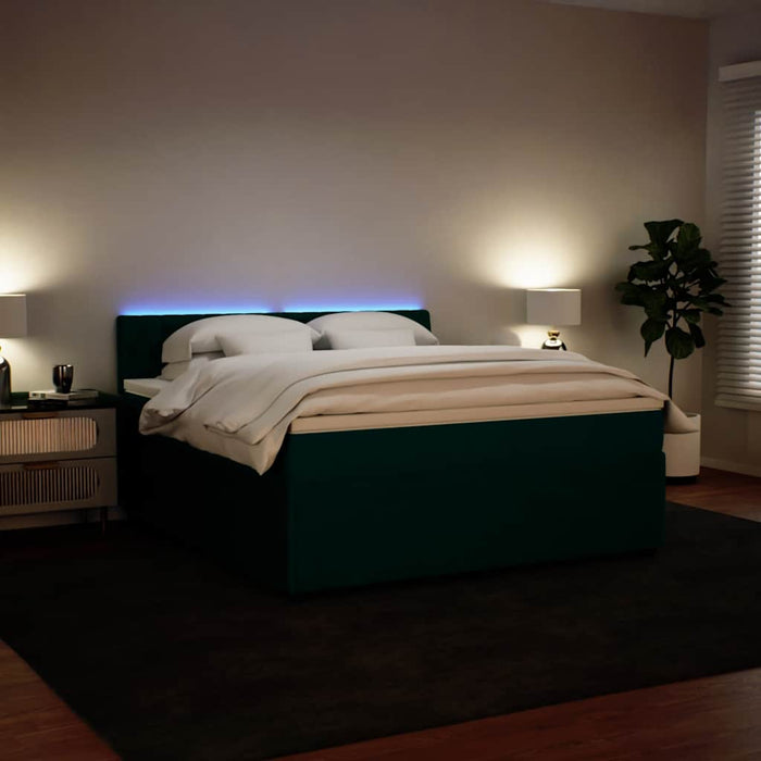 Pat box spring cu saltea, verde închis, 180x200 cm, catifea - WALTI WALTI