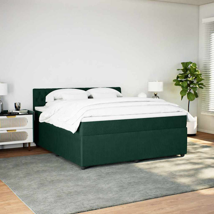 Pat box spring cu saltea, verde închis, 180x200 cm, catifea - WALTI WALTI