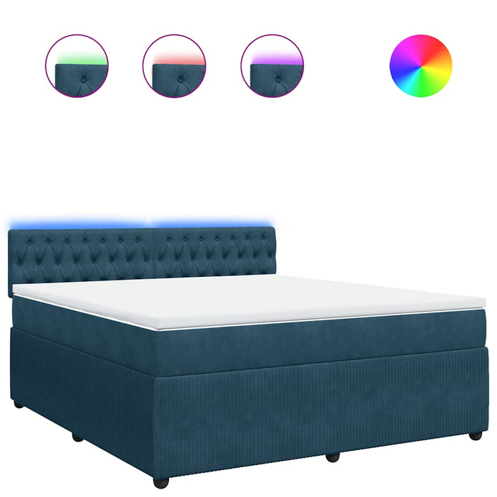 Pat box spring cu saltea, albastru, 180x200 cm, catifea - WALTI WALTI