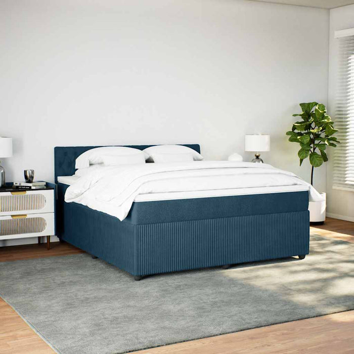 Pat box spring cu saltea, albastru, 180x200 cm, catifea - WALTI WALTI
