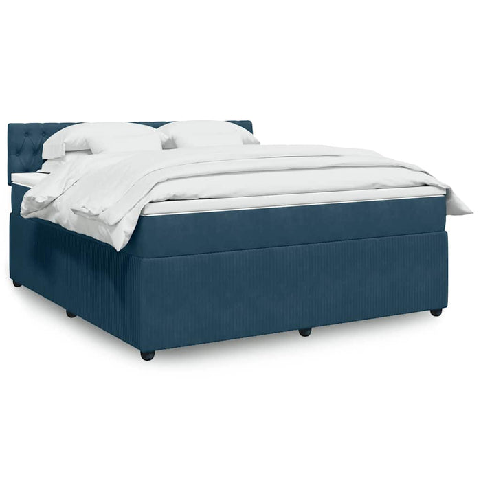 Pat box spring cu saltea, albastru, 180x200 cm, catifea - WALTI WALTI