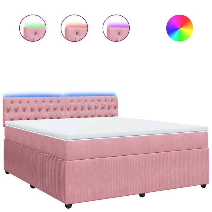 Pat box spring cu saltea, roz, 180x200 cm, catifea - WALTI WALTI