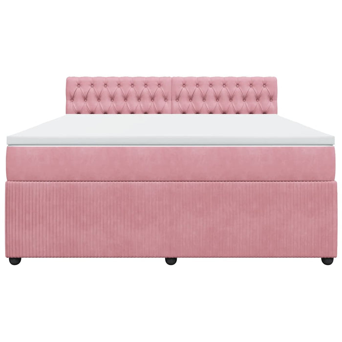 Pat box spring cu saltea, roz, 180x200 cm, catifea - WALTI WALTI