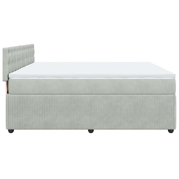 Pat box spring cu saltea, gri deschis, 180x200 cm, catifea - WALTI WALTI