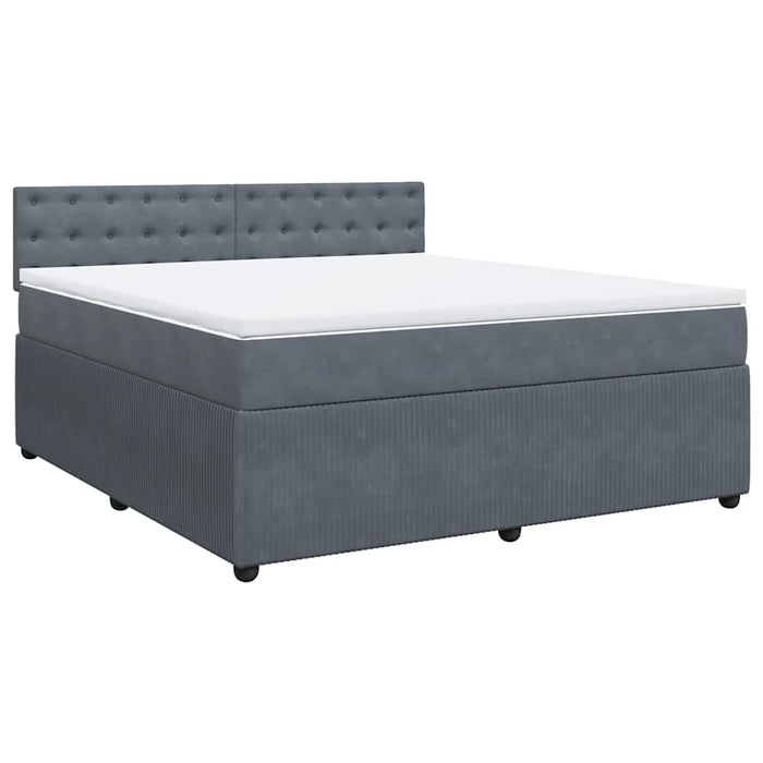 Pat box spring cu saltea, gri închis, 180x200 cm, catifea - WALTI WALTI