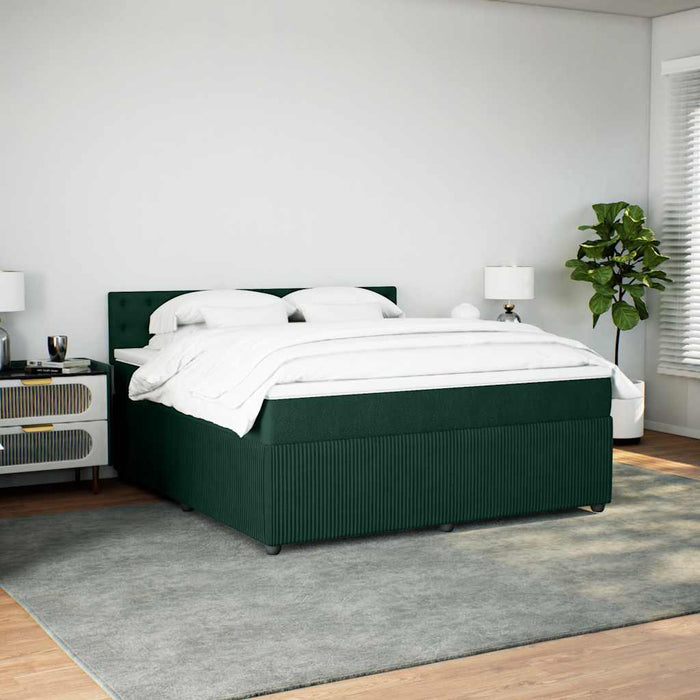 Pat box spring cu saltea, verde închis, 180x200 cm, catifea - WALTI WALTI