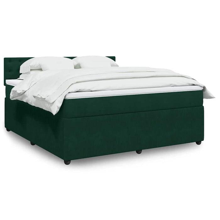 Pat box spring cu saltea, verde închis, 180x200 cm, catifea - WALTI WALTI