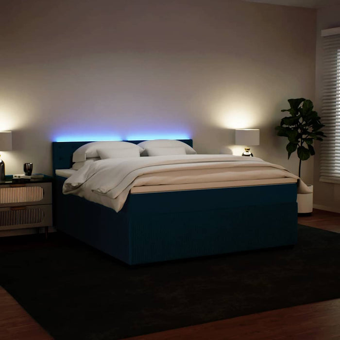 Pat box spring cu saltea, albastru, 180x200 cm, catifea - WALTI WALTI