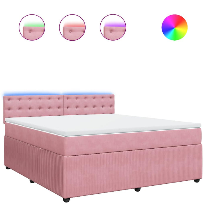 Pat box spring cu saltea, roz, 180x200 cm, catifea - WALTI WALTI