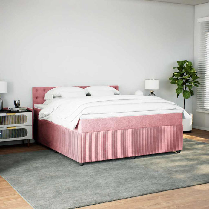 Pat box spring cu saltea, roz, 180x200 cm, catifea - WALTI WALTI