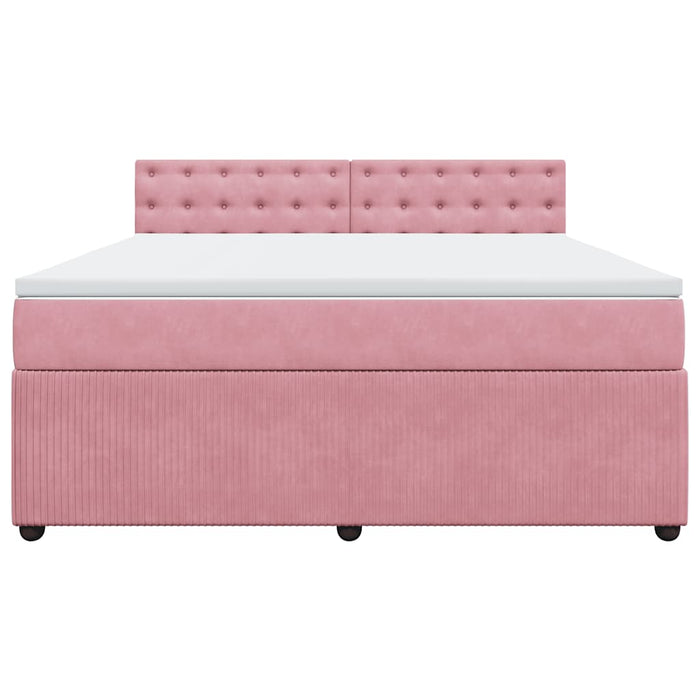 Pat box spring cu saltea, roz, 180x200 cm, catifea - WALTI WALTI