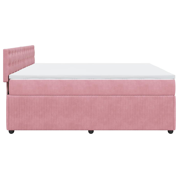 Pat box spring cu saltea, roz, 180x200 cm, catifea - WALTI WALTI