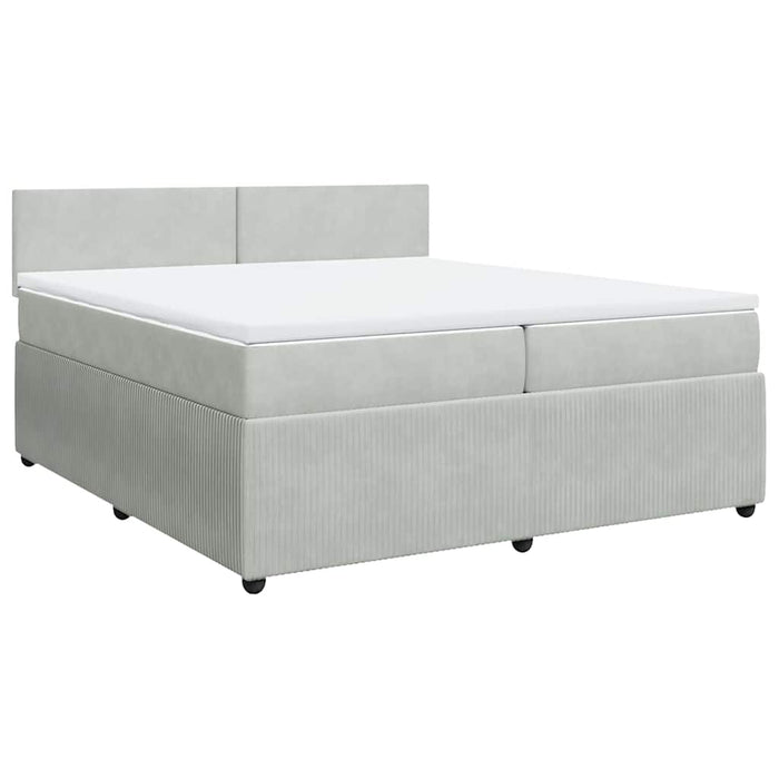 Pat box spring cu saltea, gri deschis, 200x200 cm, catifea - WALTI WALTI