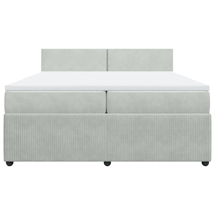 Pat box spring cu saltea, gri deschis, 200x200 cm, catifea - WALTI WALTI