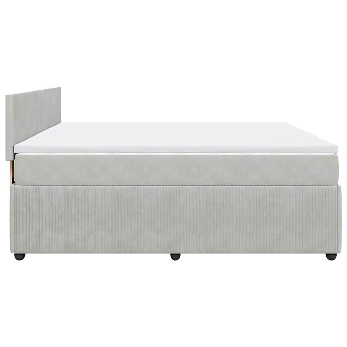 Pat box spring cu saltea, gri deschis, 200x200 cm, catifea - WALTI WALTI