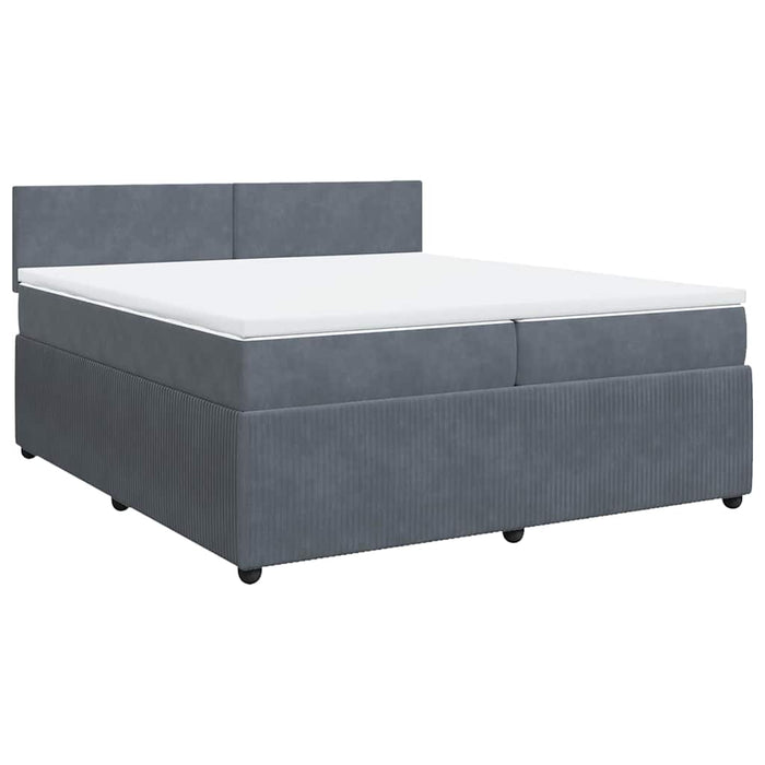 Pat box spring cu saltea, gri închis, 200x200 cm, catifea - WALTI WALTI