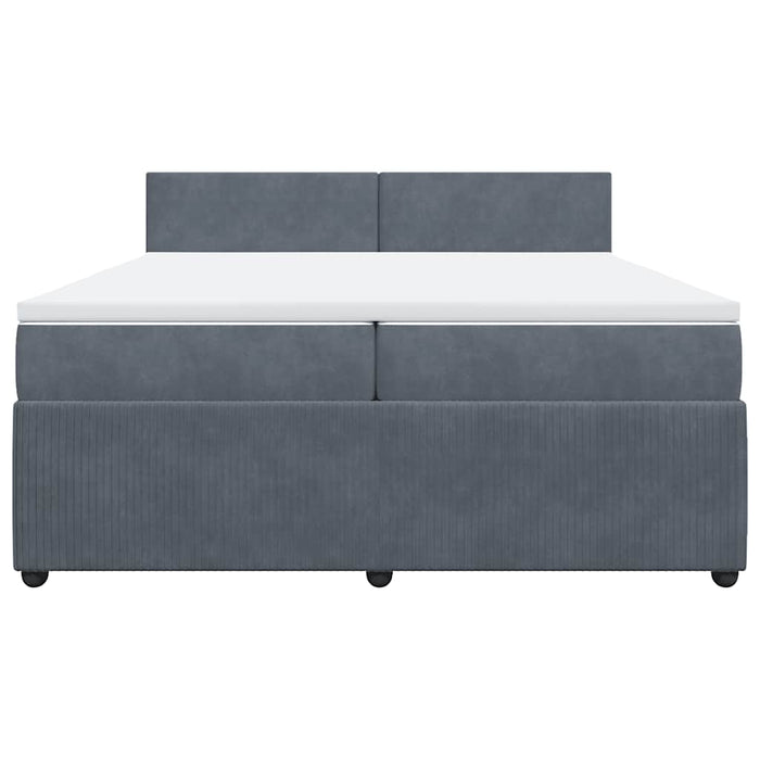 Pat box spring cu saltea, gri închis, 200x200 cm, catifea - WALTI WALTI