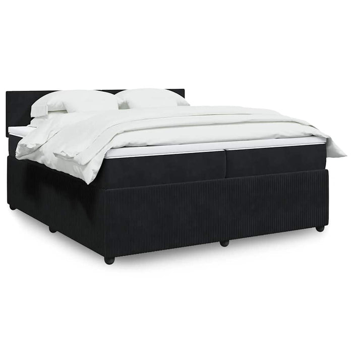 Pat box spring cu saltea, negru, 200x200 cm, catifea - WALTI WALTI