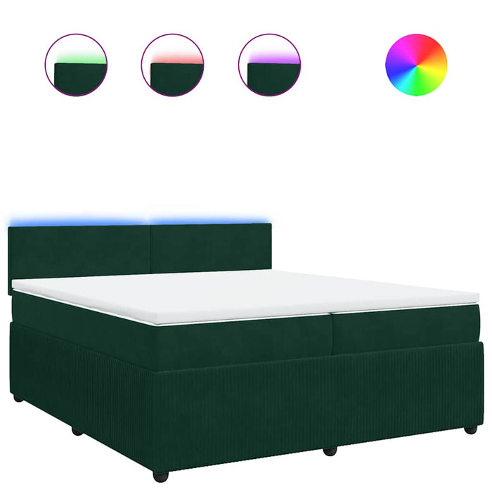 Pat box spring cu saltea, verde închis, 200x200 cm, catifea - WALTI WALTI