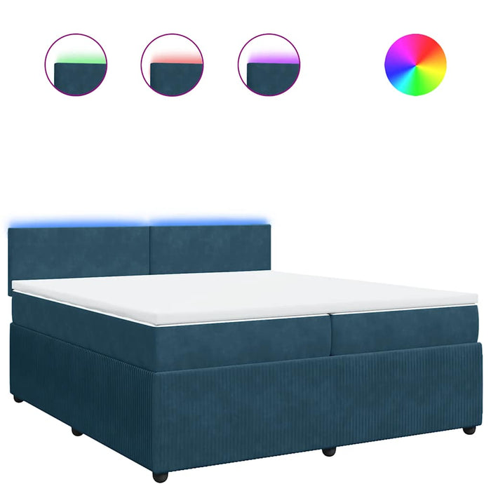 Pat box spring cu saltea, albastru, 200x200 cm, catifea - WALTI WALTI