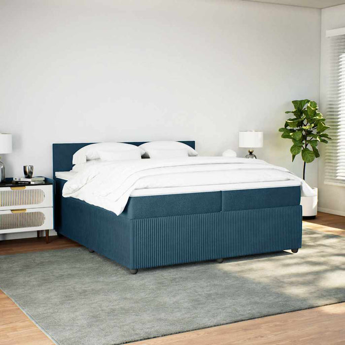 Pat box spring cu saltea, albastru, 200x200 cm, catifea - WALTI WALTI