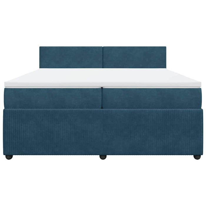 Pat box spring cu saltea, albastru, 200x200 cm, catifea - WALTI WALTI
