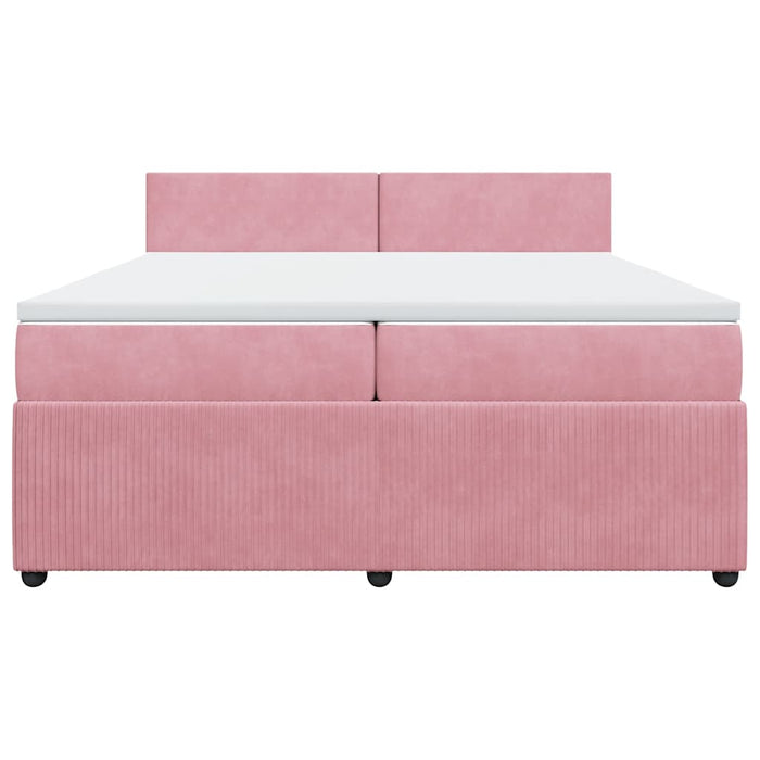 Pat box spring cu saltea, roz, 200x200 cm, catifea - WALTI WALTI