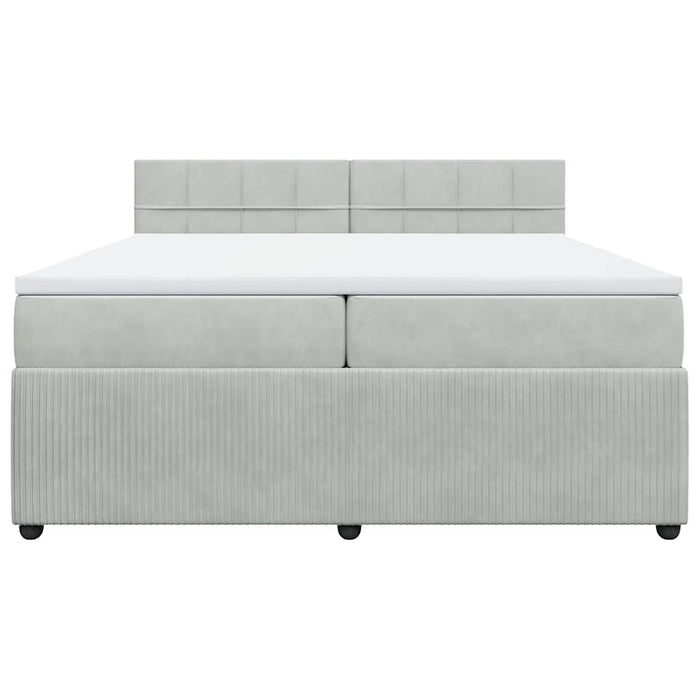 Pat box spring cu saltea, gri deschis, 200x200 cm, catifea - WALTI WALTI
