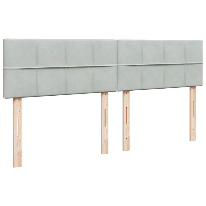 Pat box spring cu saltea, gri deschis, 200x200 cm, catifea - WALTI WALTI