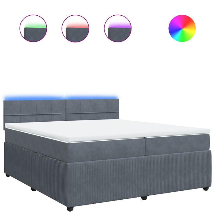 Pat box spring cu saltea, gri închis, 200x200 cm, catifea - WALTI WALTI