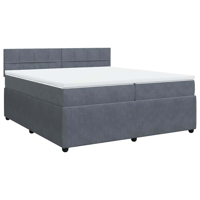 Pat box spring cu saltea, gri închis, 200x200 cm, catifea - WALTI WALTI