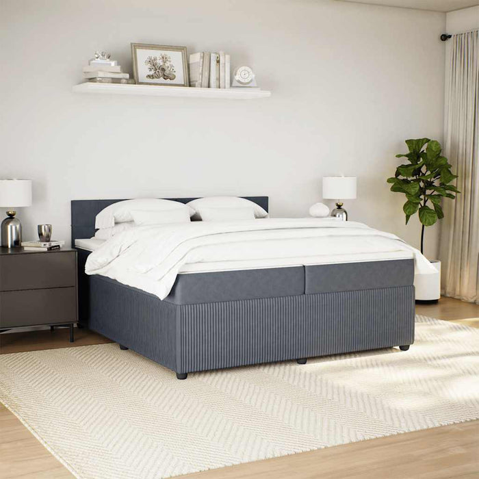 Pat box spring cu saltea, gri închis, 200x200 cm, catifea - WALTI WALTI