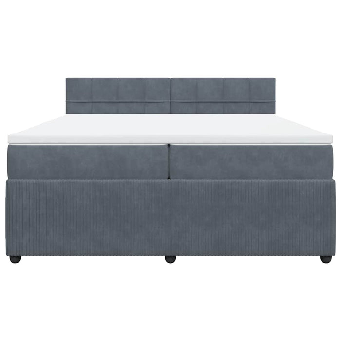Pat box spring cu saltea, gri închis, 200x200 cm, catifea - WALTI WALTI