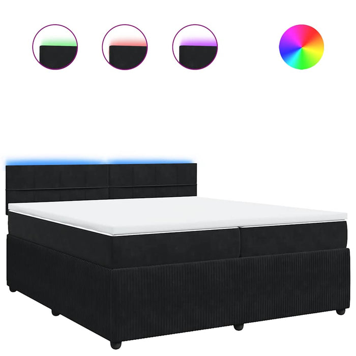 Pat box spring cu saltea, negru, 200x200 cm, catifea - WALTI WALTI