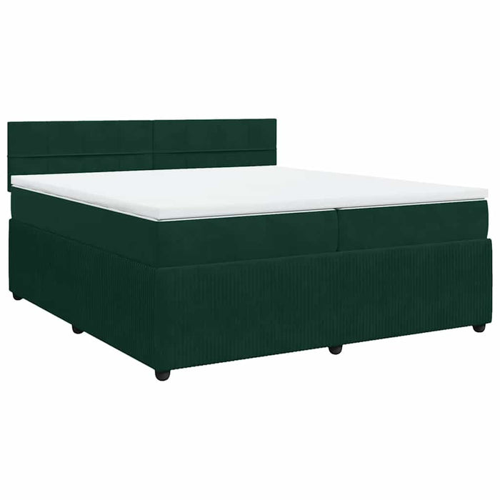 Pat box spring cu saltea, verde închis, 200x200 cm, catifea - WALTI WALTI