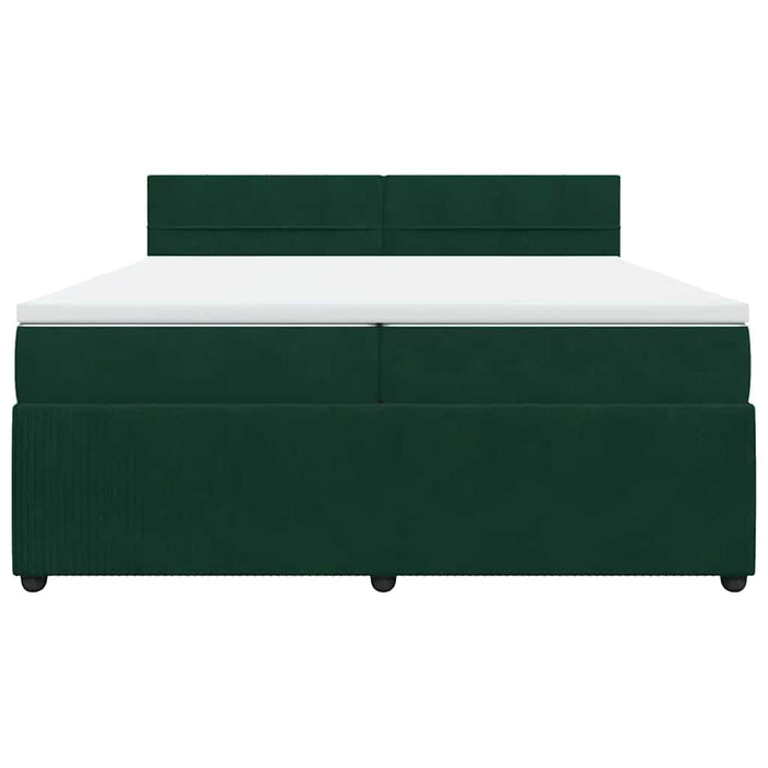 Pat box spring cu saltea, verde închis, 200x200 cm, catifea - WALTI WALTI
