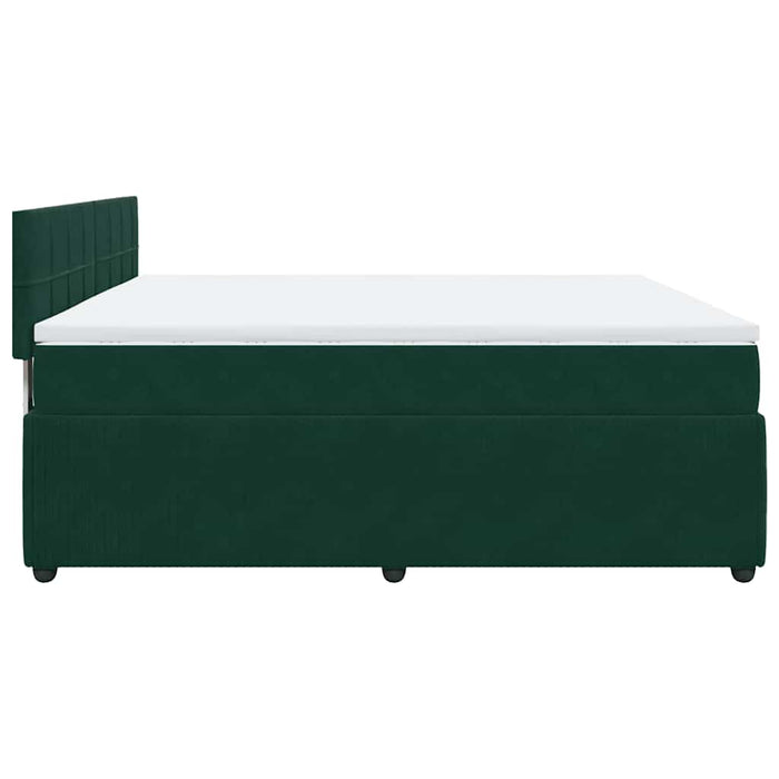 Pat box spring cu saltea, verde închis, 200x200 cm, catifea - WALTI WALTI