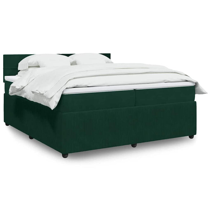 Pat box spring cu saltea, verde închis, 200x200 cm, catifea - WALTI WALTI