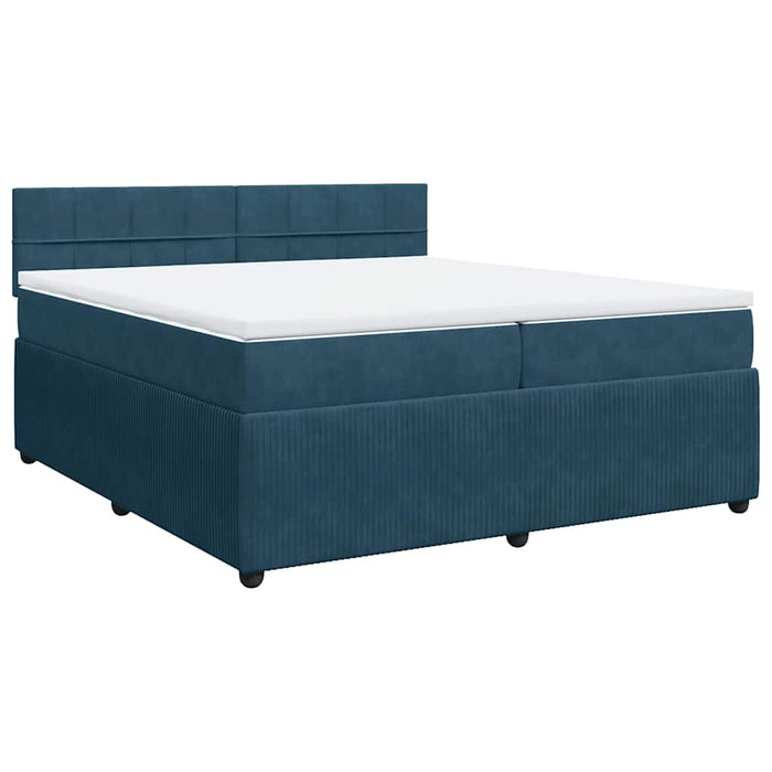 Pat box spring cu saltea, albastru, 200x200 cm, catifea - WALTI WALTI