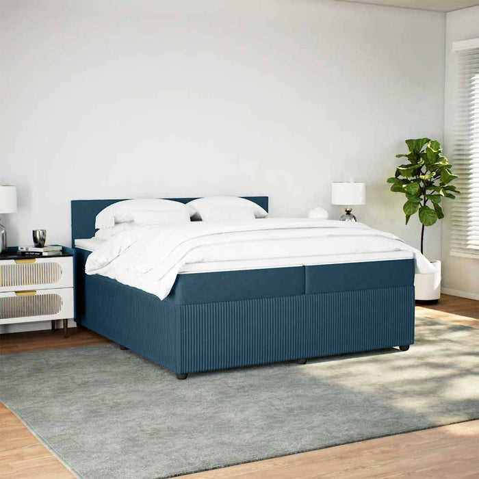Pat box spring cu saltea, albastru, 200x200 cm, catifea - WALTI WALTI