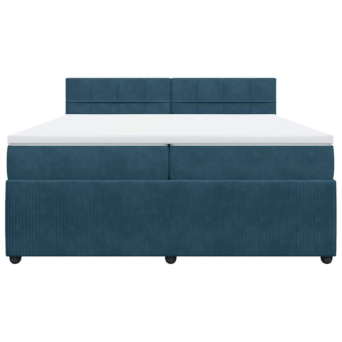 Pat box spring cu saltea, albastru, 200x200 cm, catifea - WALTI WALTI