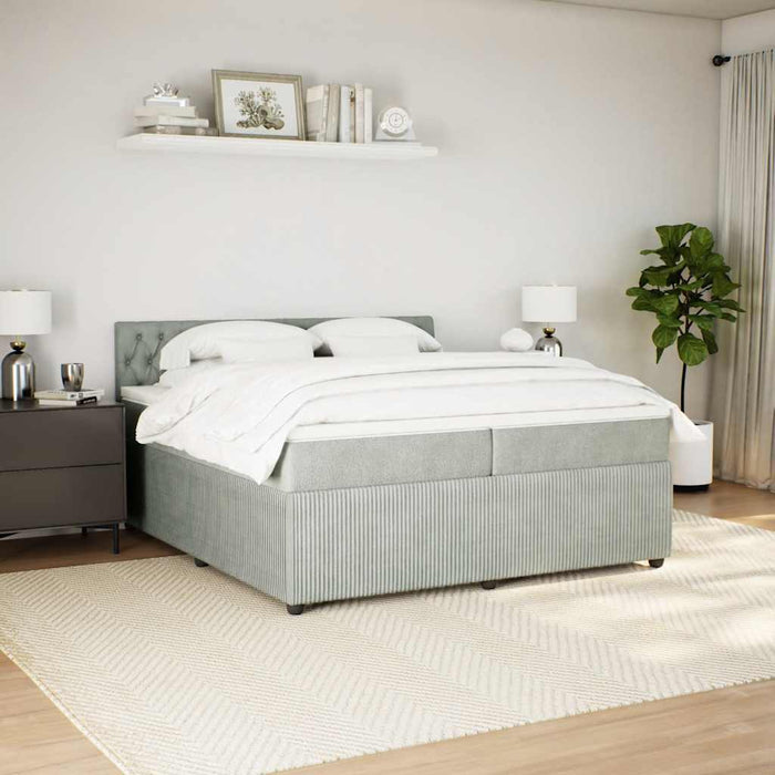 Pat box spring cu saltea, gri deschis, 200x200 cm, catifea - WALTI WALTI