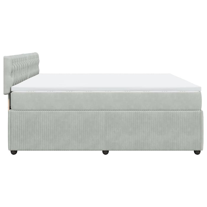 Pat box spring cu saltea, gri deschis, 200x200 cm, catifea - WALTI WALTI