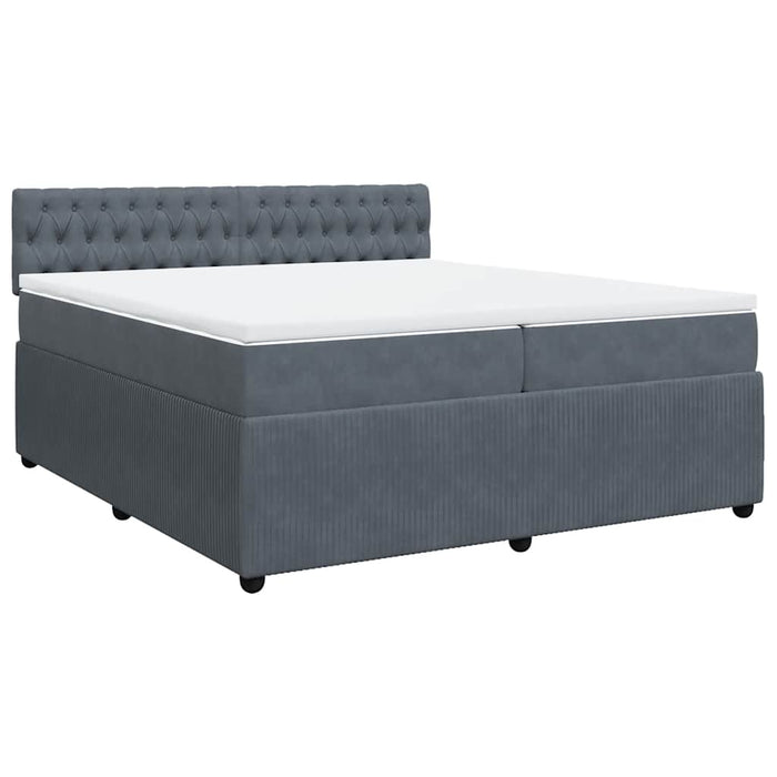 Pat box spring cu saltea, gri închis, 200x200 cm, catifea - WALTI WALTI