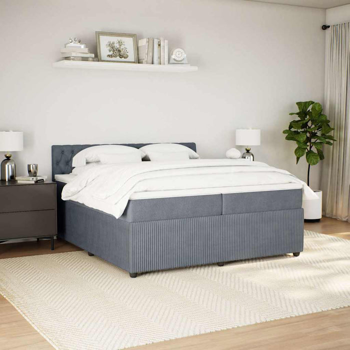 Pat box spring cu saltea, gri închis, 200x200 cm, catifea - WALTI WALTI